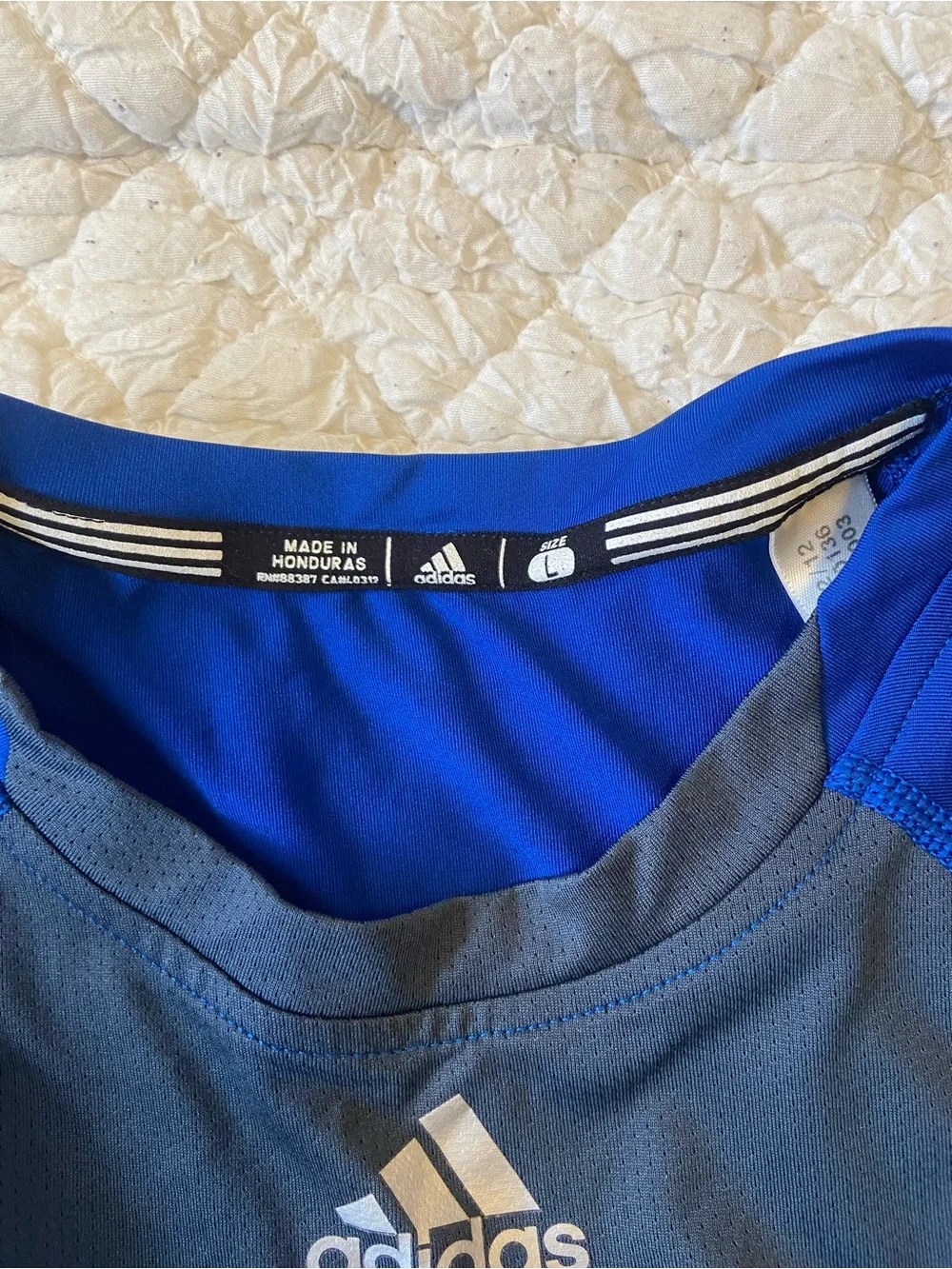 adidas Royal Blue and Dark Gray Short Sleeve Training Top
